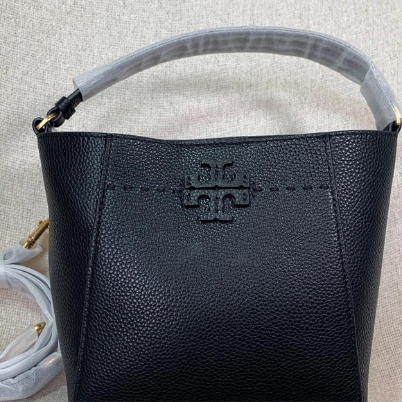 NEW Tory Burch McGraw Black Leather Small Bucket Tote/Crossbody/Shoulder Bag main image 5
